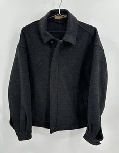 Perry Ellis Portfolio Mens Sz XL Wool Blend Zip Charcoal Black Winter Fall Coat - Picture 1 of 10