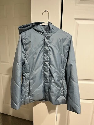 VTG Izod Women L Mediumweight Hooded Jacket  Puffer Insulated Coat-Blue - Image 1 of 4
