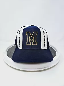 Vintage Michigan Wolverines Trucker Hat Mens Blue Snapback Adjustable USA - Picture 1 of 6