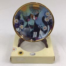 Goebel Rosina Wachtmeister Plate Cats Family Flowers Gold Stand Box 9cm Small