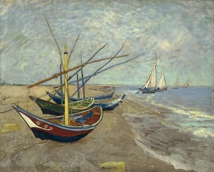 "VINCENT VAN GOGH Poster oder Leinwandbild ""Fischerboote am Strand" - Bild 1 von 1