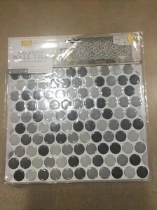 Simplify Peel & Stick Wall Tile 4 Sheets 10.2"x10.2" Light/Dark Grey Circles New - Picture 1 of 9