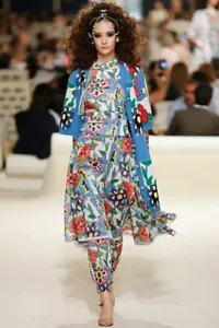AUTH RARE CRUISE 2014-2015 DUBAI CHANEL floral logo CC cotton dress 34fr XS - Picture 1 of 10