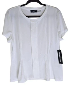 Karl Lagerfeld Paris Womens White Short Sleeve Top Size Large - Picture 1 of 7