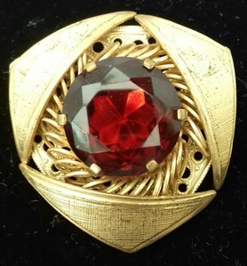 Large Very Ornate Red Centre Mounted Crystal/Glass Brooch, Gift Box & P&P inc - Picture 1 of 5