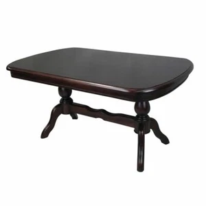 Solid Mahogany Wood Oval Coffee Table Twin Pedestal Legs Antique Design - Picture 1 of 12