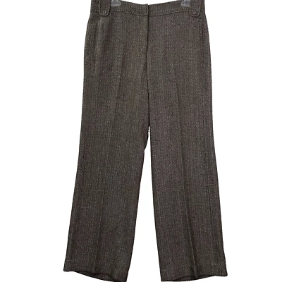 Мягкое окружение широкие ноги Твид платье брюки женщины размер 8 коричневый карманы - Изображение 1 из 4