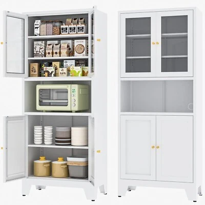 69"H Modern Black&White Metal Storage Cabinet - Adjustable Shelves, Durable,home - Image 1 of 3