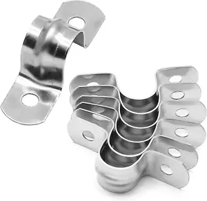 Uenhoy 50 Pcs 3/4" Stainless Steel Rigid Pipe Strap Clamps, M20 Two Hole Strap U - Picture 1 of 12