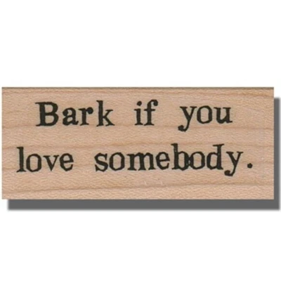 Sello de goma montado, ladrido, amar a alguien, sello de perro, perro, palabras, decir, frase Foto 1 de 3