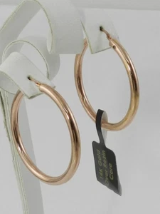 Signature Gold Diamond Accent Hoop Earrings in 14k Rose Gold - Picture 1 of 4