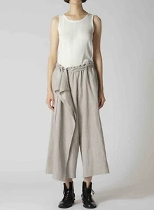 Y's Yohji Yamamoto L/C TINTENGEFÄRBT Leinen & Baumwolle weites Bein kurze GÜRTELHOSE Größe 1 - Bild 1 von 24