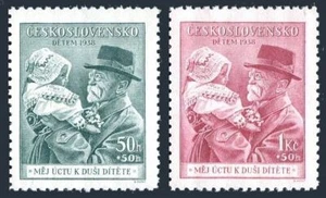 Czechoslovakia B150-B151, MNH. Mi 389-390. President Masaryk with girl, 1938. - Picture 1 of 1