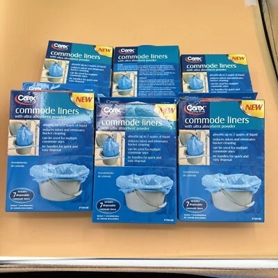 Carex Commode Liners P709-00 - 7 Liners per pack X 6 PACKS - Image 1 of 2