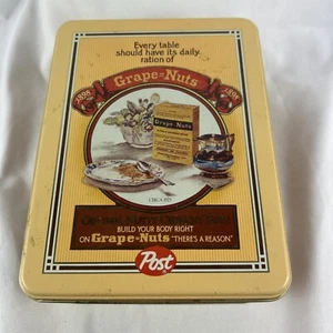Post Grape Nuts Tin Early Advertising Prints 8x6x3.5” Beige - Picture 1 of 10