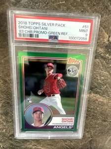 2018 Topps Chrome SHOHEI OHTANI ROOKIE!! 1983 Green Refractor PSA 9 MINT!!! - Picture 1 of 2
