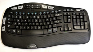 Logitech K350 Ergonomic Wave Wireless Keyboard USB Receiver Missing Dongle & Key - Bild 1 von 5