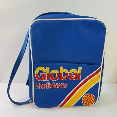 Vintage Retro Crossbody Shoulder Global Holidays Travel Flight Bag Made In UK - Image 1 of 4