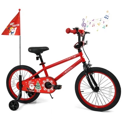 18” Kids Bicycle w/Training Wheels, Handbrake & Coaster Brake, Flag & Music - Image 1 of 4
