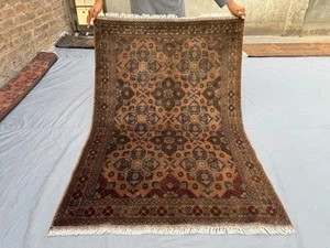 Vintage 3,6x5,1 Fuß Turkmenischer Stammesteppich - Handgewebte Wolle Orientteppich Schlafzimmerteppich - Bild 1 von 12