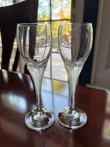 VINTAGE PAAR KRISTALL GROSSE HERZLICHE GLÄSER MIT MATTIERTEN BLATTSTIELEN 5-3/4" - Bild 1 von 9