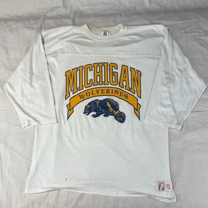 Vintage 90s Michigan Wolverines Shirt Herren Extra Large XL Weiß Made in USA Logo - Bild 1 von 10