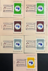 1984 Australia AUSIPEX 84 National Stamp Week Melbourne stamp booklets set of 7 - Bild 1 von 2