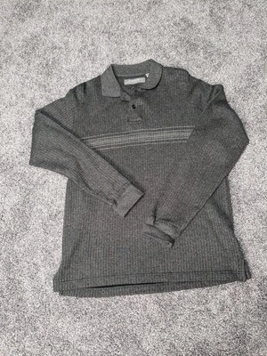 PIERRE CARDIN Men's Gray Striped Long Sleeve 1/4 Button Collared Sweater Size S - Image 1 of 4