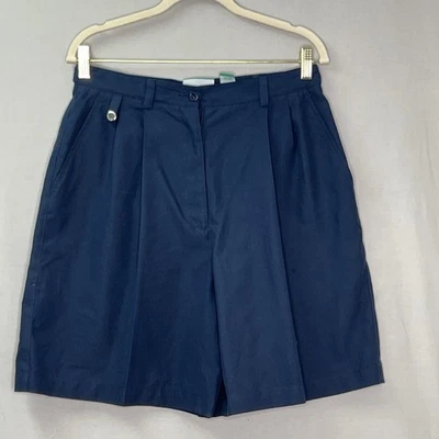 Pantalones Cortos de Golf Liz Claiborne Años 90 De Colección Para Mujer 12 Azul Marino Tiro Alto Plisados 7.5" Entrepierna Foto 1 de 4