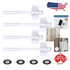 Multi-Use Magnetic Curtain Rod Set - Tool-Free, Adjustable 16-28 Inches, 4 Pack - Picture 1 of 8