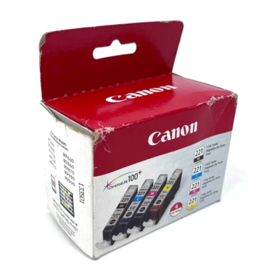 Canon CLI-221 Black Cyan Magenta Yellow Replacement Ink Cartridges Genuine OEM - Image 1 of 4