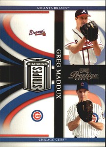2005 Playoff Prestige Changing Stripes Cubs Baseball Card #5 Greg Maddux Braves