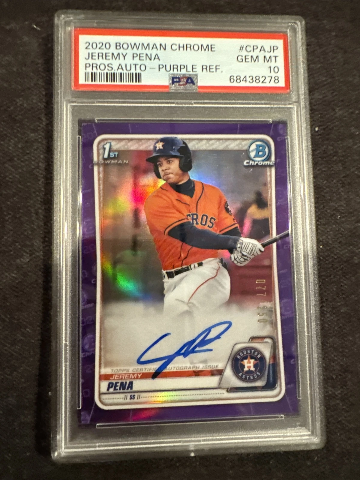 Bowman 2020 Jeremy Pena Purple Ref Auto