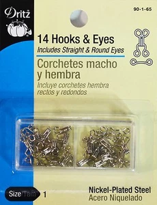 DRITZ - 14 Hooks & Eyes (Size: 1) (Nickel-Plated Steel) - Picture 1 of 1
