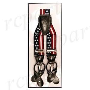 New in box Men's Suspender elastic braces clips buttons wedding party US Flag - Picture 1 of 1