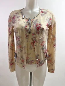 Christian Dior Antiguo Inspirado Floral Tejido Conjunto Doble - Cárdigan y Tanque - Talla 6 - Imagen 1 de 11