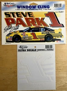 Steve Park #1 Penzoil Vintage Race Decal/Cling Lot Of Two (2) 5”x5” & 5”x8” New - Picture 1 of 1