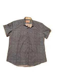 Camicia 7 Downie St. Couture uomo 8 blu floreale manica corta cotone con bottoni - Foto 1 di 11