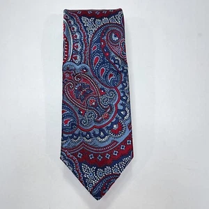 Pronto Uomo Tie 100% Silk Blue Red Paisley Print Slim Necktie Wedding NEW - Picture 1 of 5