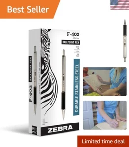 Stainless Steel Zebra F402 Retractable Ballpoint Pen - 12 Pack of Elegance - Bild 1 von 7