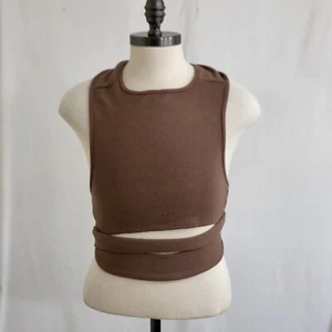 Shein Wickel Waffel Neckholder Top Braun Größe L - Bild 1 von 5