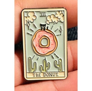 Enamel Metal Pin Tarot Donut 3 Oracle Card Brooch - Picture 1 of 3