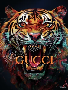 Arte de pared de moda con estampado de tigre Gucci 18x24 por el artista Denardai - Imagen 1 de 2