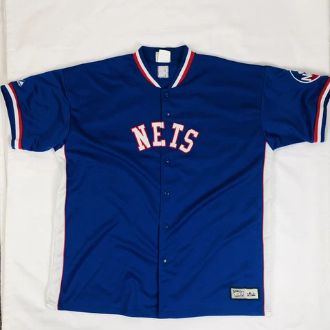VTG Majestic NBA Hardwood Classics 2XL XXL New Jersey Nets Warm-Up SNAP Jersey Cover