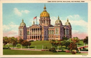 Postal de lino sin usar de colección Des Moines IA Iowa State Capitol Building 1930 - Imagen 1 de 2