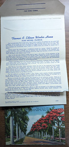 Thomas A. Edison Winter Home Fort Meyers Florida Souvenir Post Card 1947