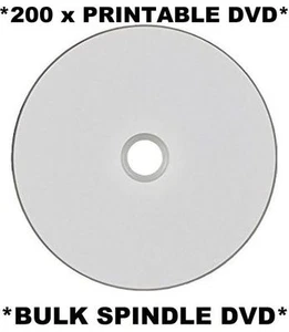 200 x WHITE INKJET PRINTABLE DVD-R DISKS 2 X 100 SPINDLE PACKS 4.7G Media DVDR - Picture 1 of 1