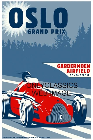 1950 OSLO NORWAY GRAND PRIX FORMULA ONE AUTO RACING 11X17 POSTER VINTAGE F1 RACE Cover