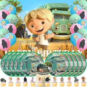 Müllwagen Party Zubehör Geburtstag Deko Set Teller Luftballons Cake Topper Banner - Bild 1 von 8