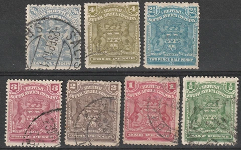 British South Africa 1909 part set of 7 used Cover